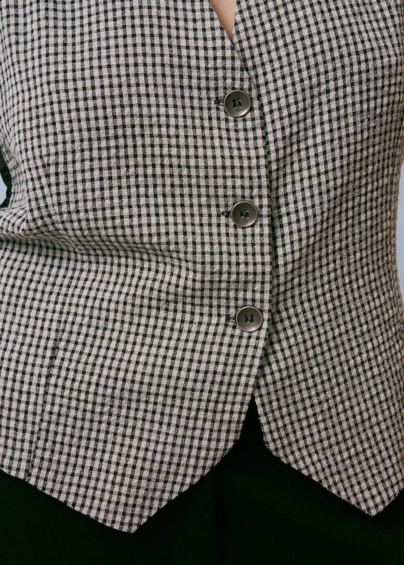Grey and white check waistcoat