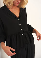Black peplum top with buttons