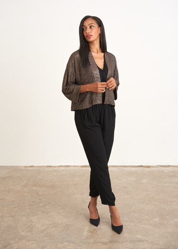 Gold and black metallic cropped jacket