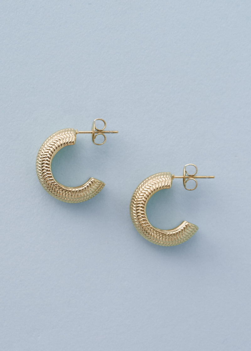 Textured gold hoop cuff earring