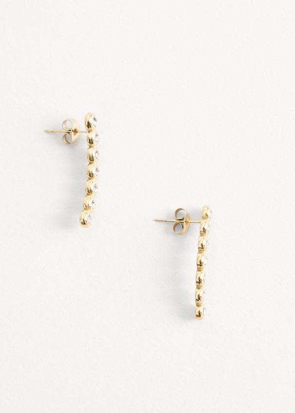 Gold crystal bar stud earrings