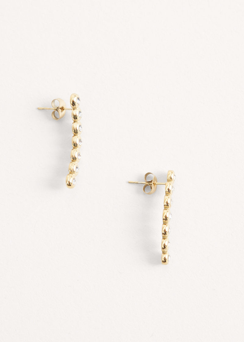 Gold crystal bar stud earrings