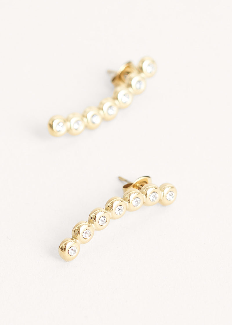 Gold crystal bar stud earrings