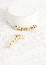 Gold crystal bar stud earrings