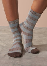 RANDI PATTERNED SOCKS - BROWN