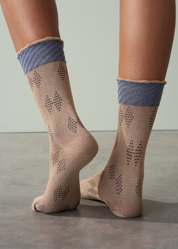 FLORA GLITTER SOCKS - TAN