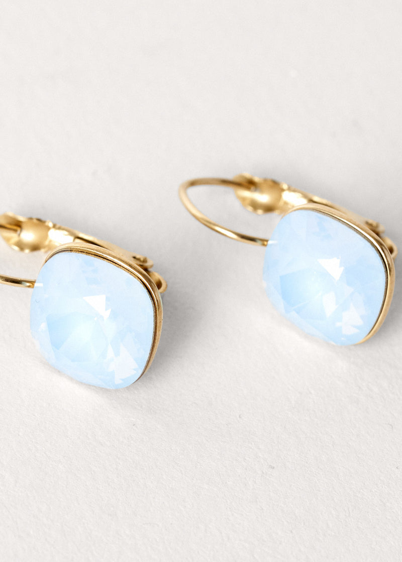 SOFYA GOLD GILDED CRYSTAL DROP EARRINGS - POWDER BLUE