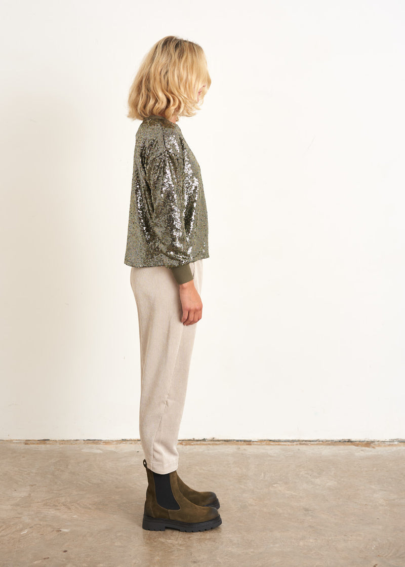 Khaki green sequin sweatshirt