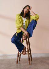 Blue long satin trousers