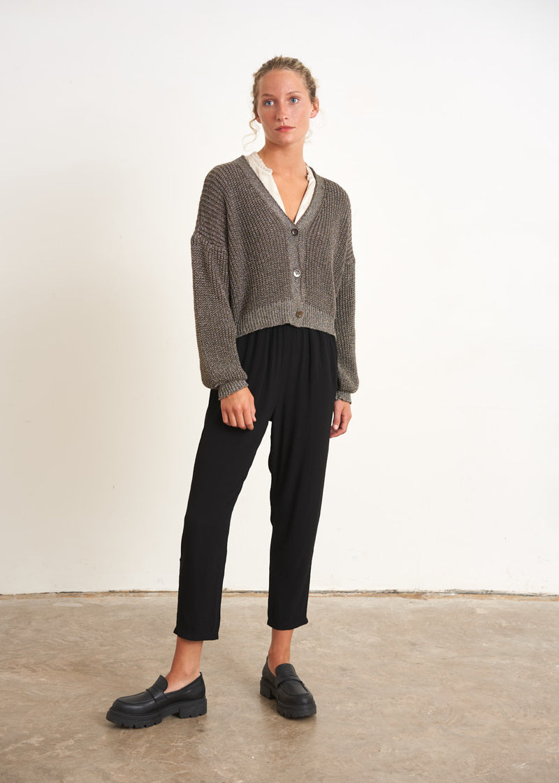 Gold metallic knit cardigan