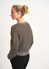 Gold metallic knit cardigan