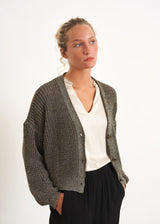 Gold metallic knit cardigan