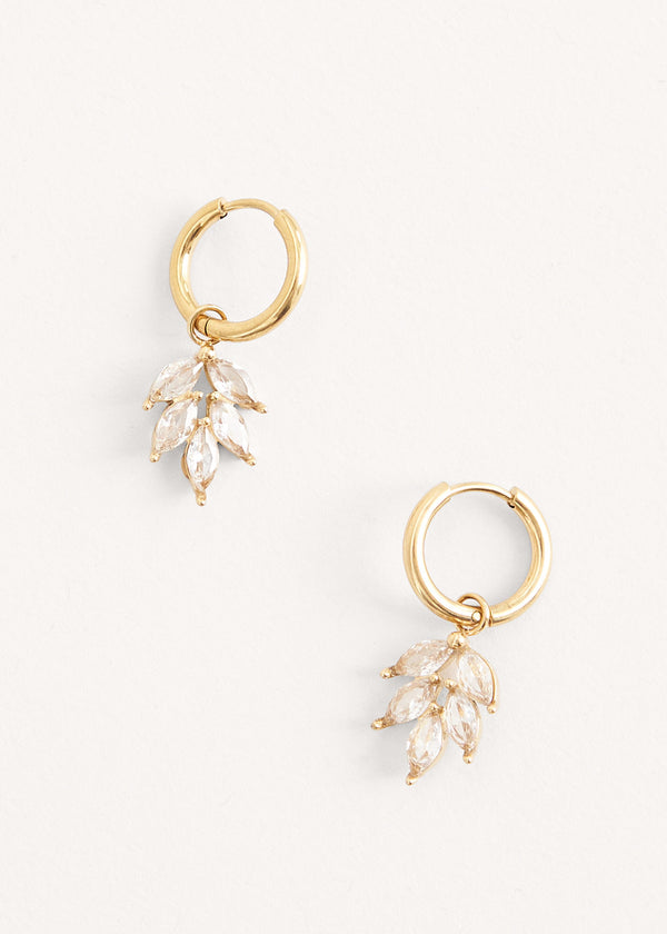 Crystal leaf drop earrings