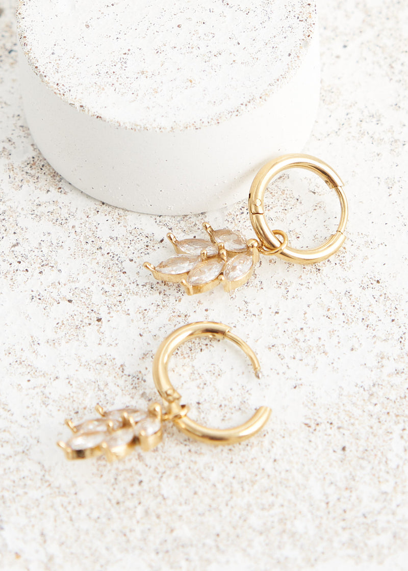 Crystal leaf drop earrings