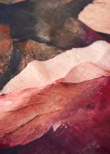 Painterly silk scarf in red tones