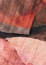 Painterly silk scarf in red tones