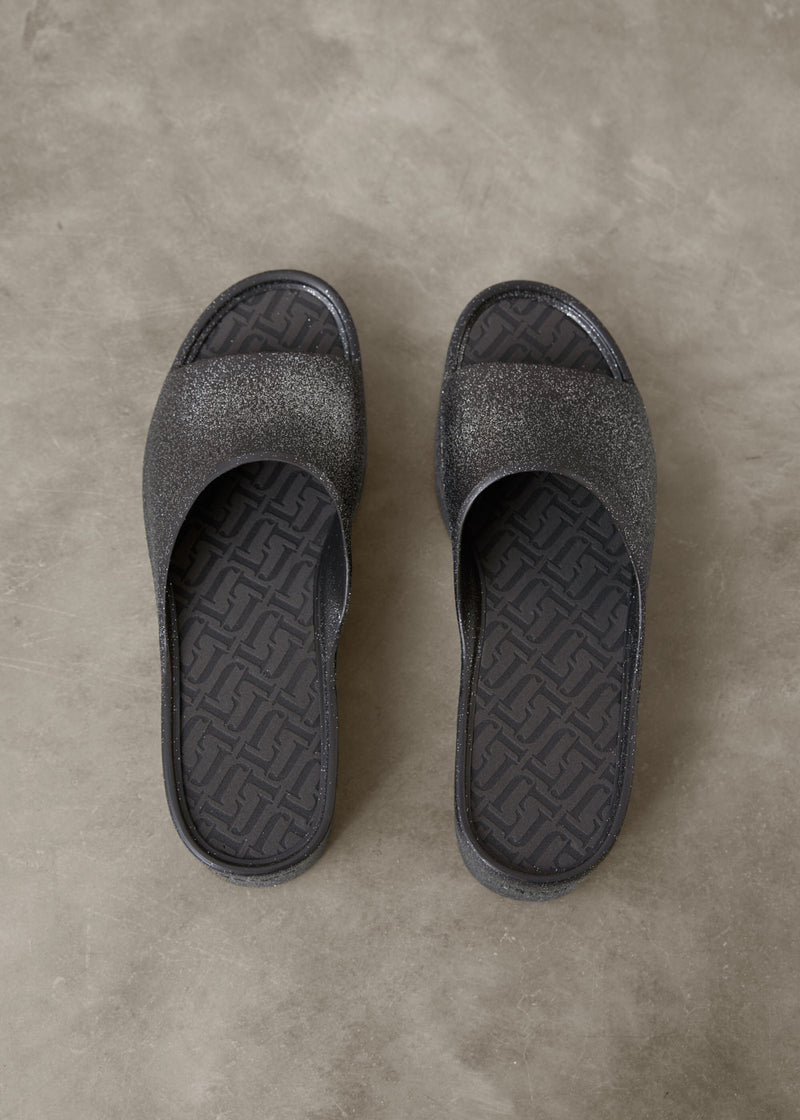 Black chunky platform slides