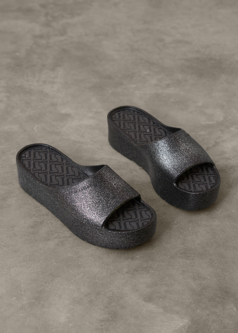 Black chunky platform slides
