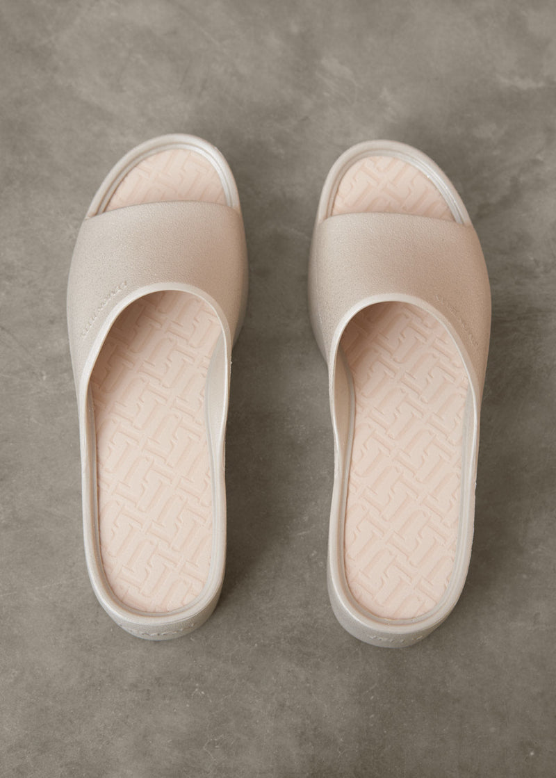 Champagne platform slide sandals