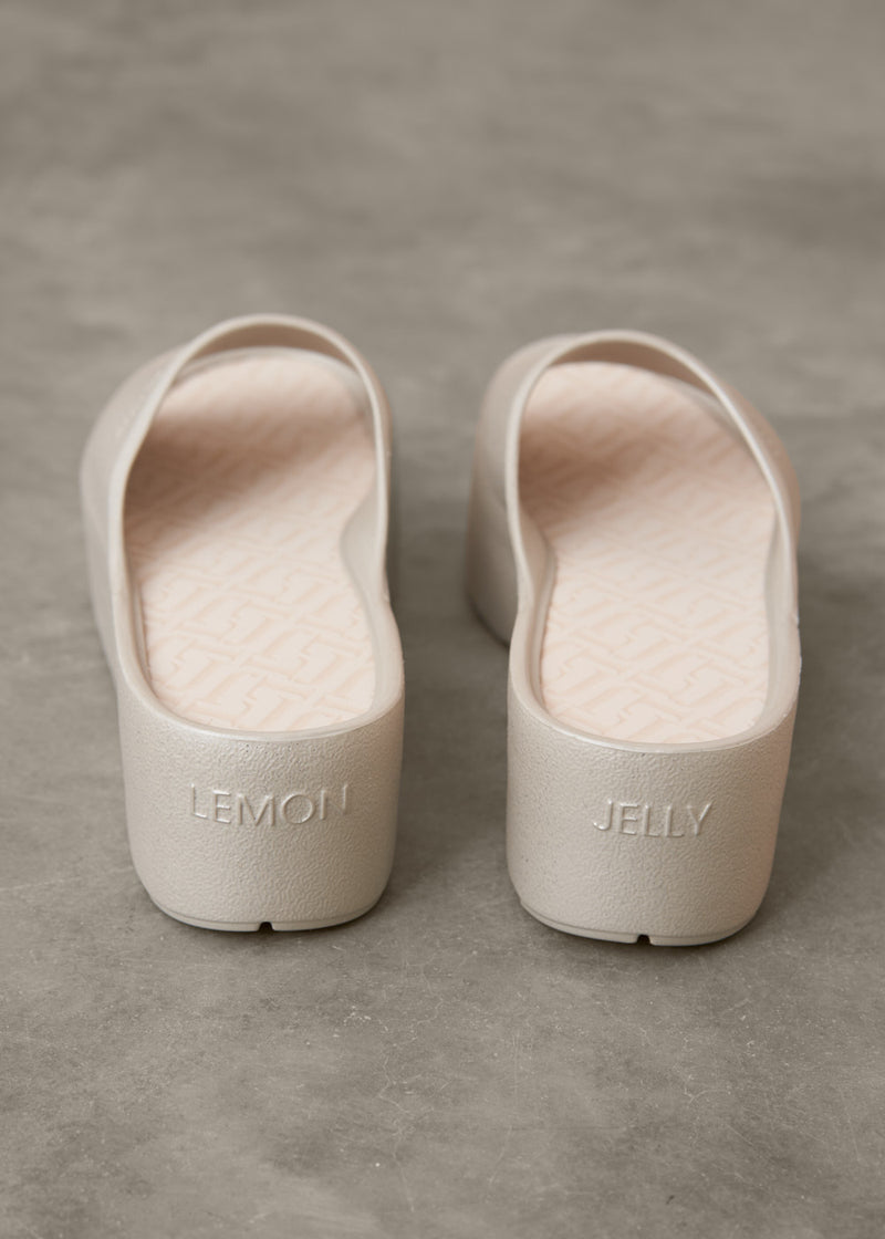 Champagne platform slide sandals