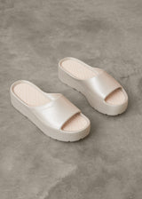 Champagne platform slide sandals