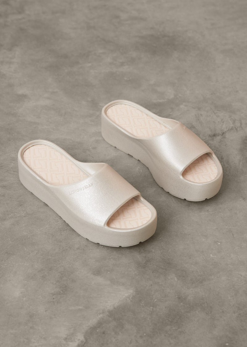 Champagne platform slide sandals