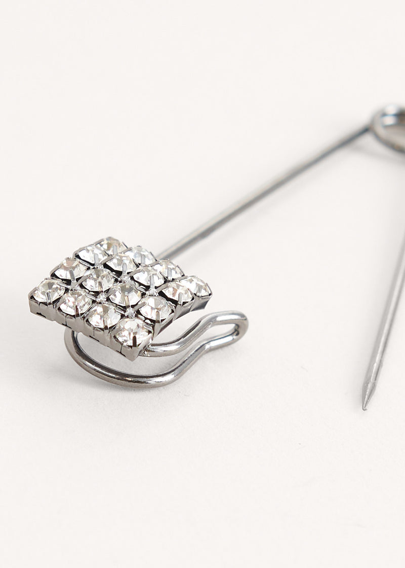 Crystal square pin brooch