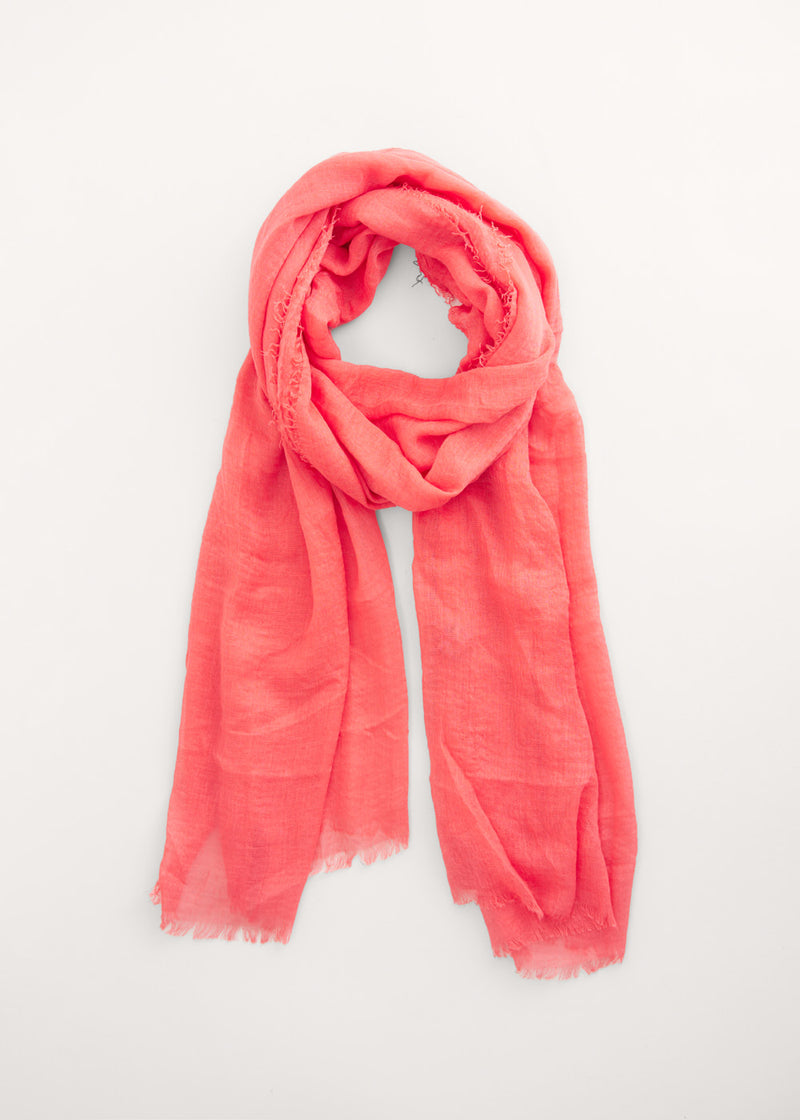 Bright coral light scarf