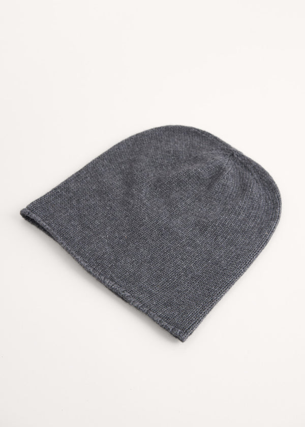 grey cashmere knitted beanie hat
