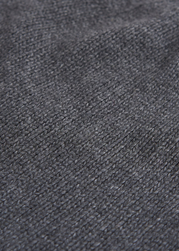 grey cashmere knitted beanie hat