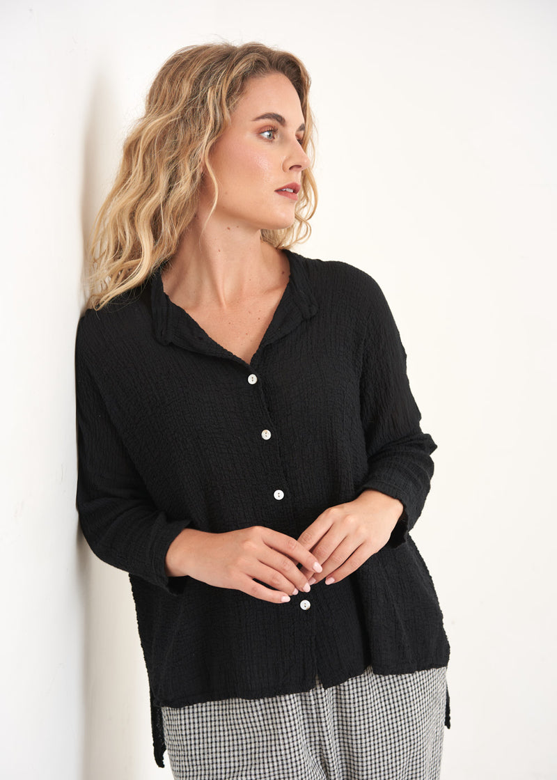 Black waffle texture top
