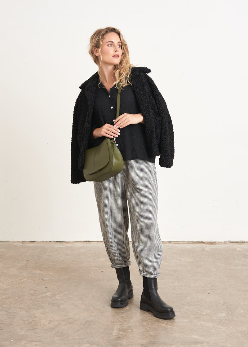 Black waffle texture top