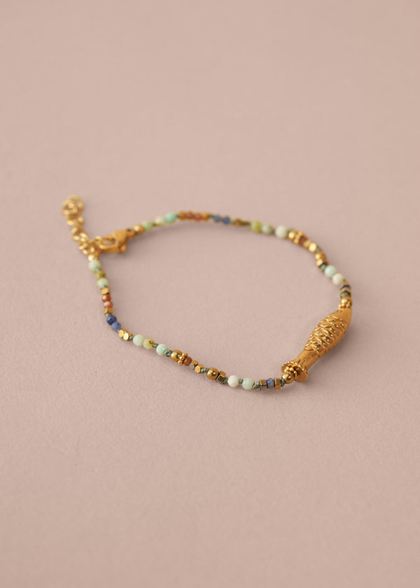 Colourful bead bracelet with fish pendant