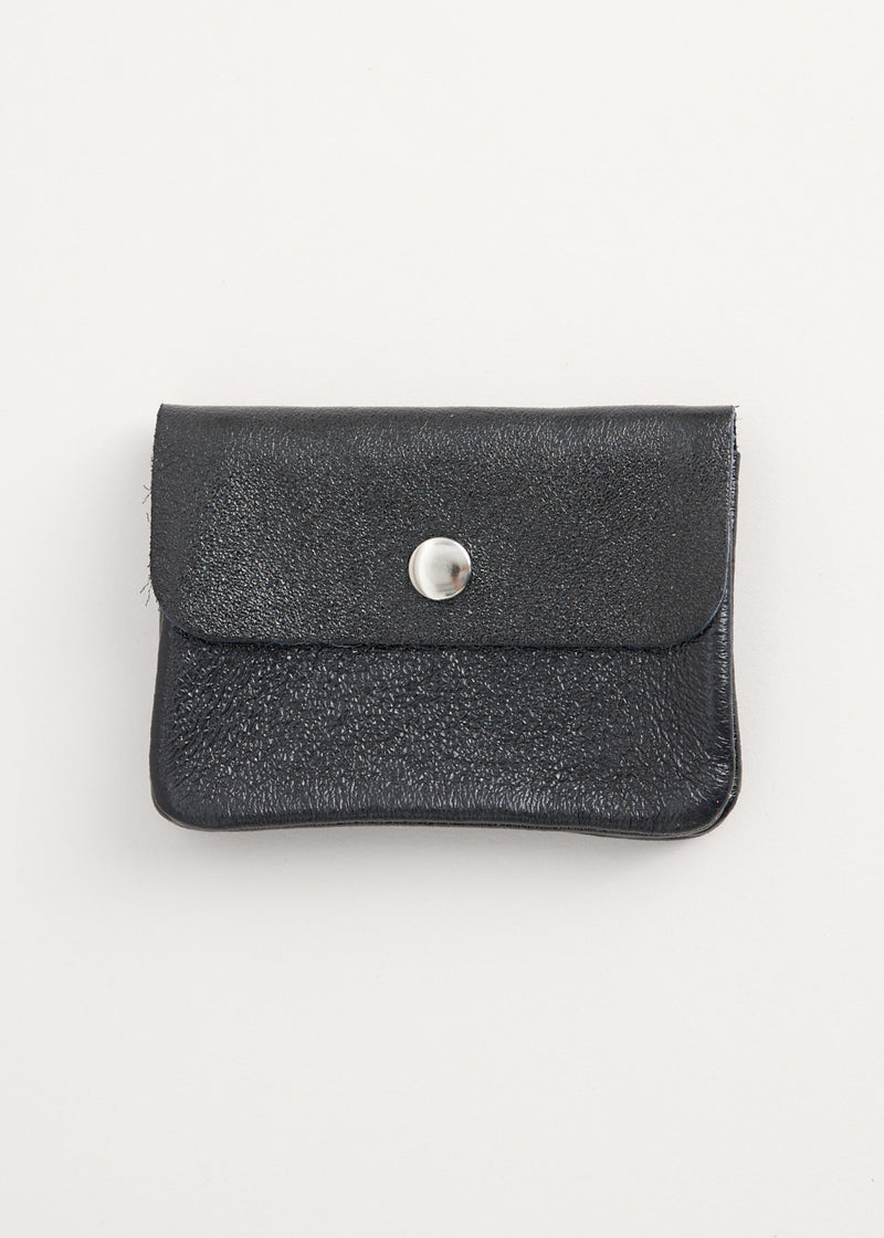 Black metallic leather purse
