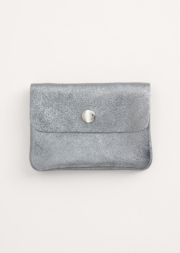 Gunmetal Grey metallic leather purse