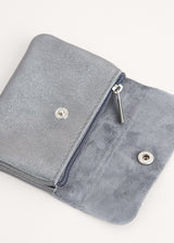 Gunmetal Grey metallic leather purse