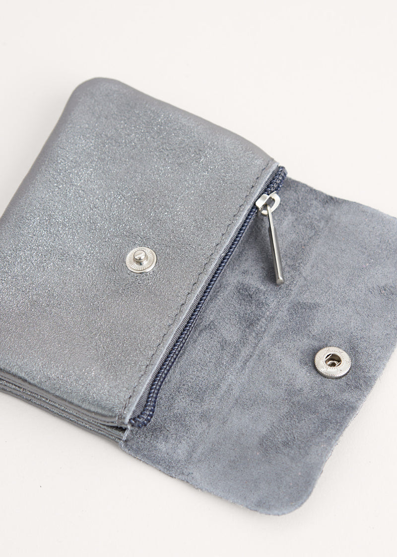 Gunmetal Grey metallic leather purse