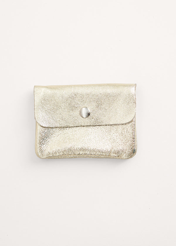 Gold metallic leather coin purse