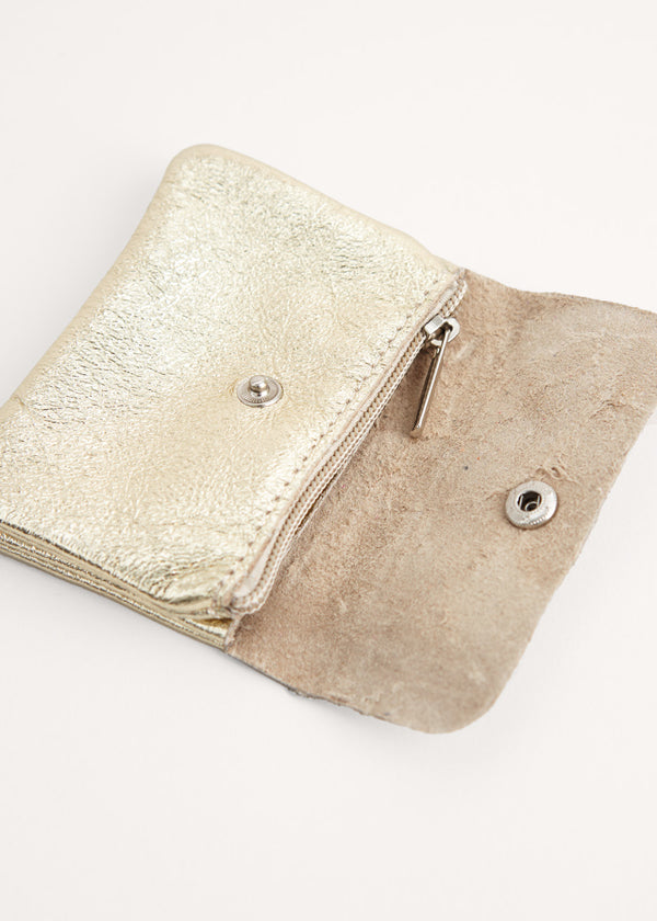 Gold metallic leather coin purse