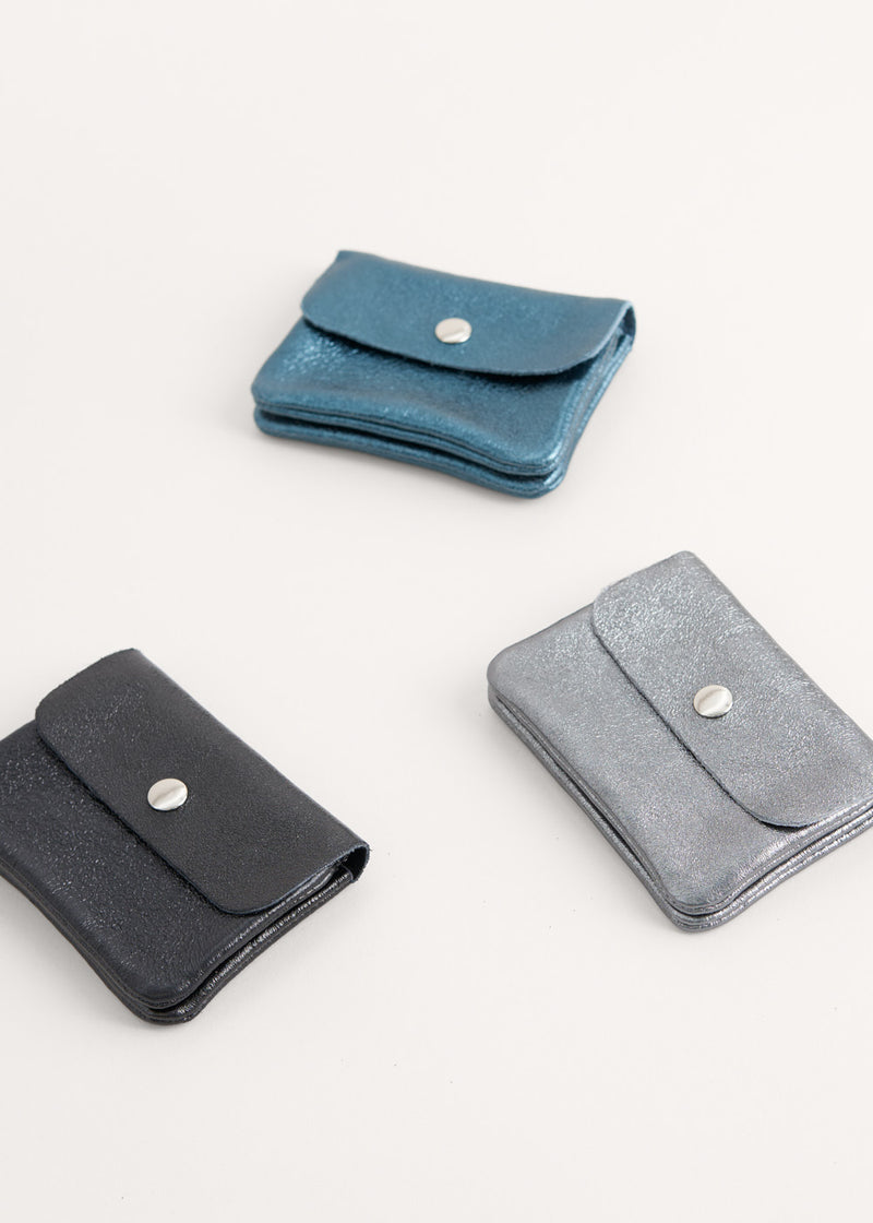 Gunmetal Grey metallic leather purse
