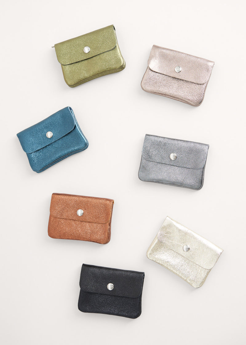 Gold metallic leather coin purse