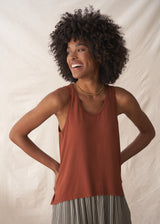 Soft rust brown jersey vest top