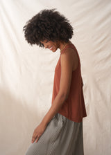 Soft rust brown jersey vest top