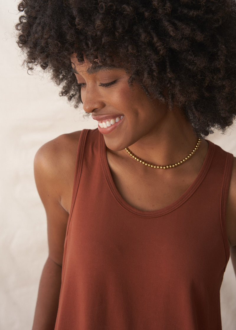 Soft rust brown jersey vest top