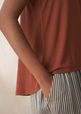 Soft rust brown jersey vest top