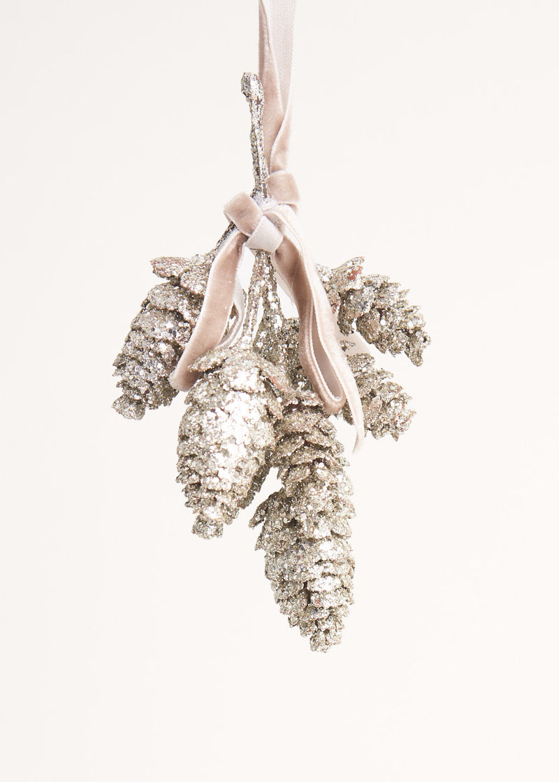 Glitter pine cone decorations