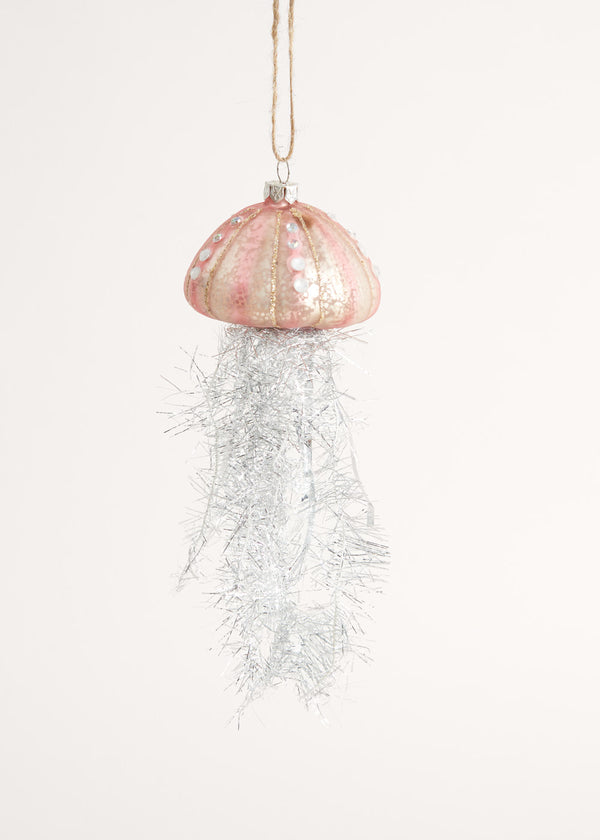 Pink tinsel jellyfish decoration