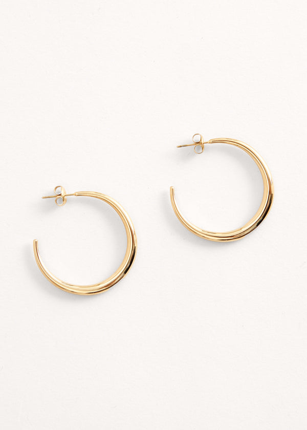 Gold tapered hoop earring
