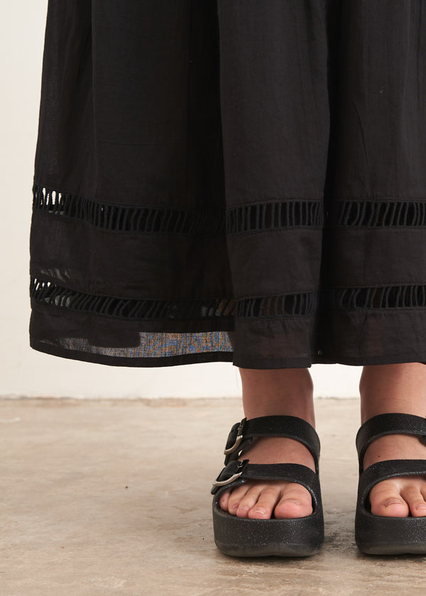 Black tiered maxi skirt