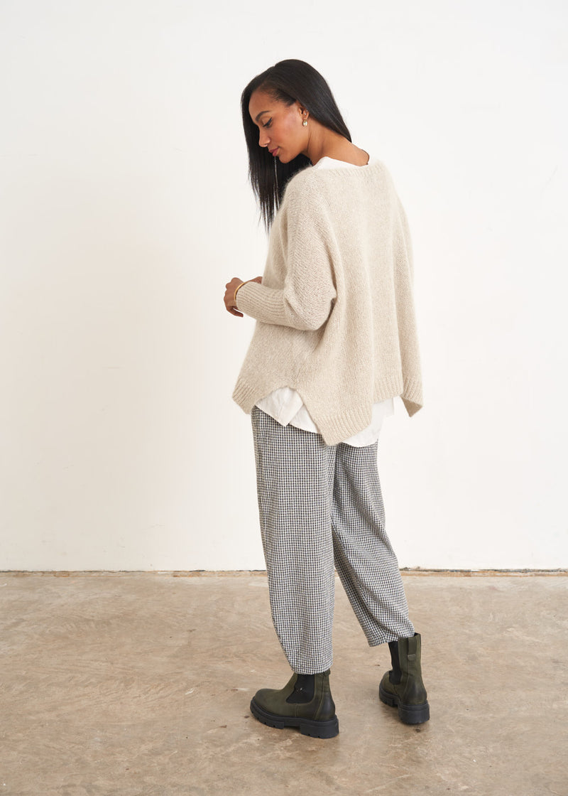 Light oatmeal swing sweater